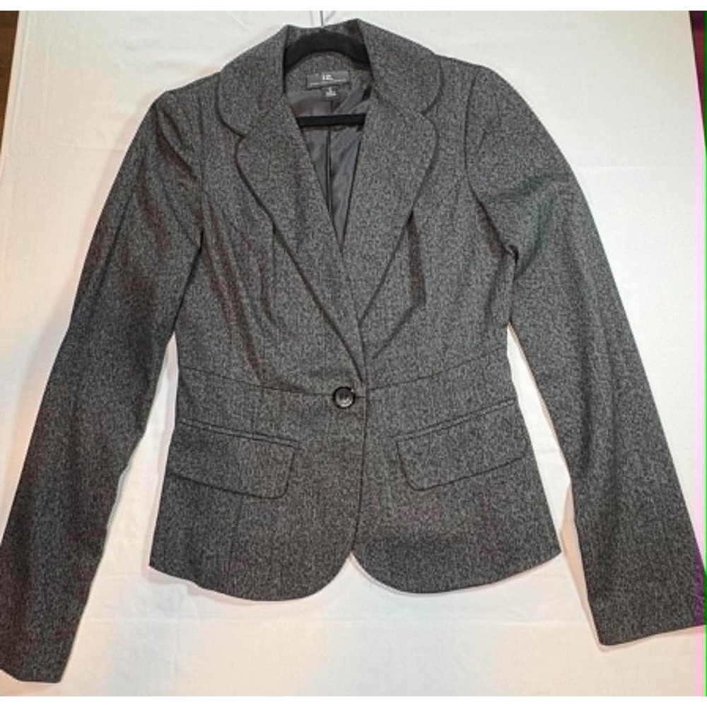 iz Byer California Charcoal Gray Heather Textured Blazer Jacket Womens Size S